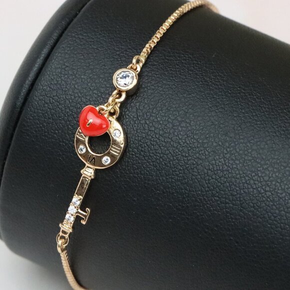 Rose Gold Key and Heart Charm Adjustable A-Bracelet for Women, XPAB0695 - Picture 1 of 12